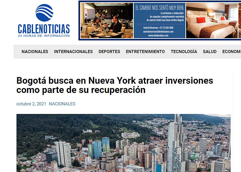 Bogot busca en Nueva York atraer inversiones como parte de su recuperacin